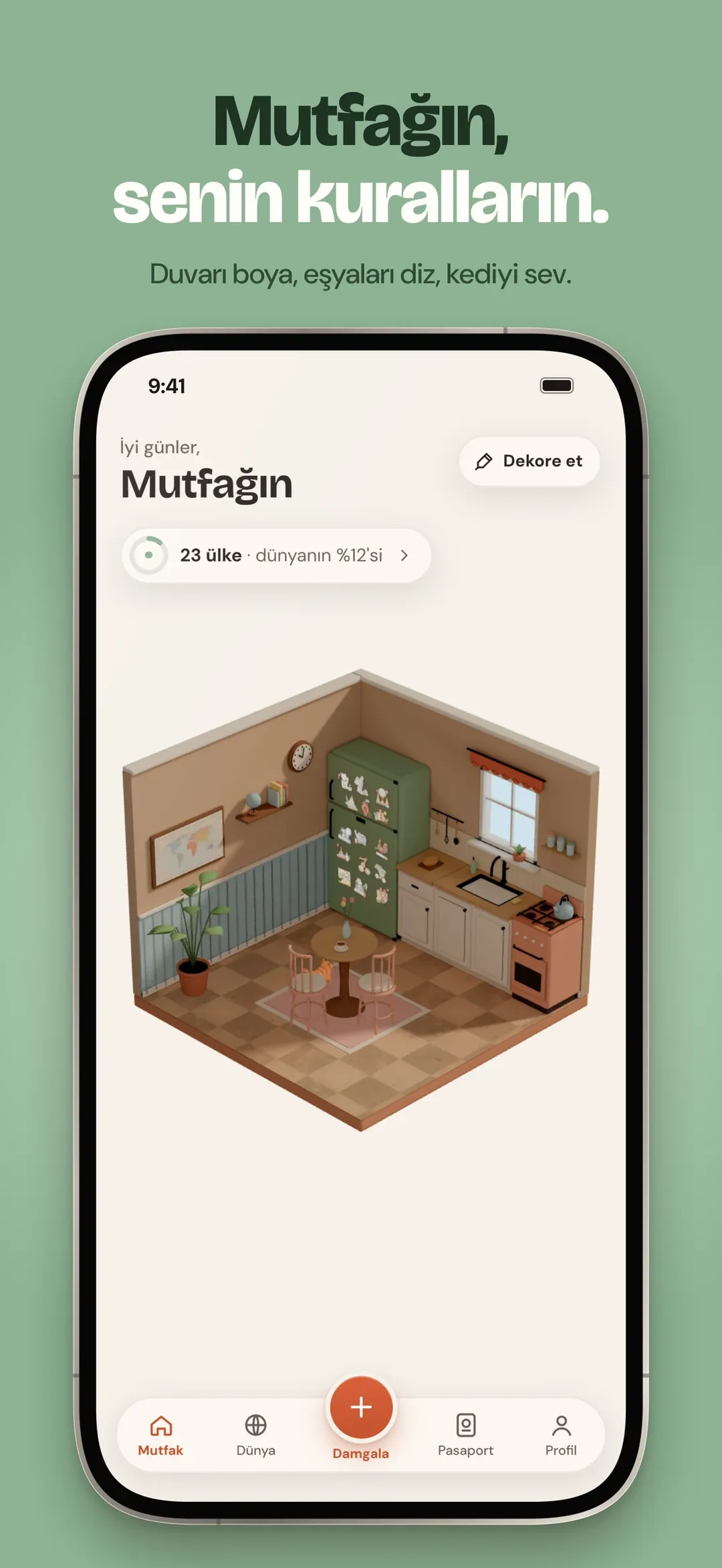 Mutfağın, senin kuralların: buzdolabı ve kediyle 3D mutfak