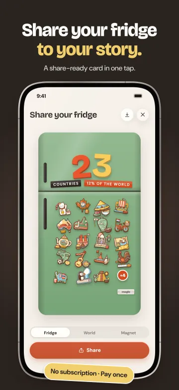 Share your fridge to your story: the share card with the number 23